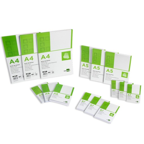 Bloc notas liderpapel liso a6 80 hojas 60g/m2 perforado