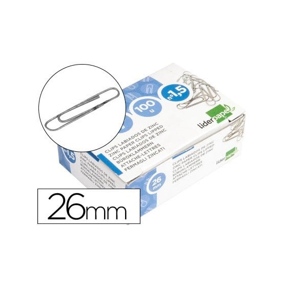 Clips liderpapel nº1,5 labiados 26 mm caja de 100 unidades