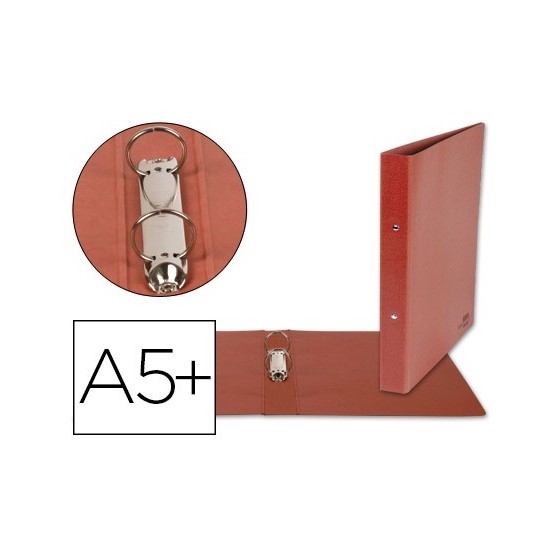 Carpeta de 2 anillas 25mm redondas liderpapel cuarto carton cuero