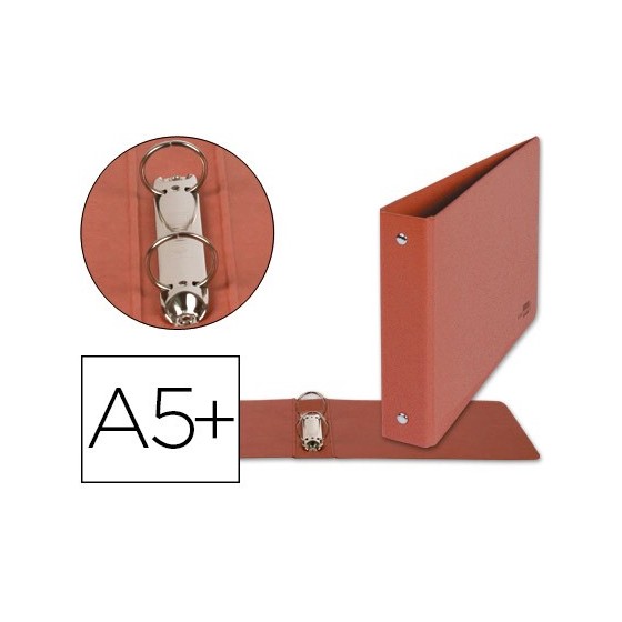 Carpeta de 2 anillas 25mm redondas liderpapel cuarto apaisado carton cuero