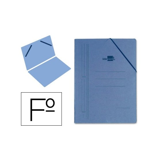 Carpeta liderpapel gomas folio sencilla carton compacto azul