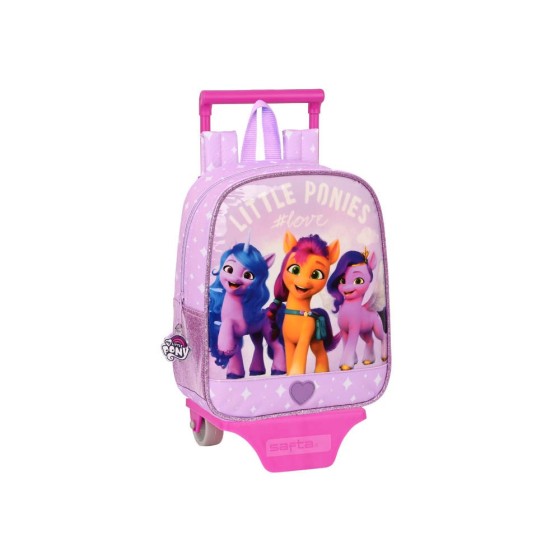 Mochila Escolar Con Carro My Little Pony 22 x 27 x 10 cm.