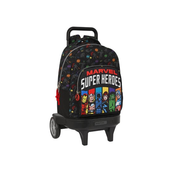 Mochila Escolar Con Ruedas Compacta Avengers Super Heroes 33 x 45 x 22 cm.