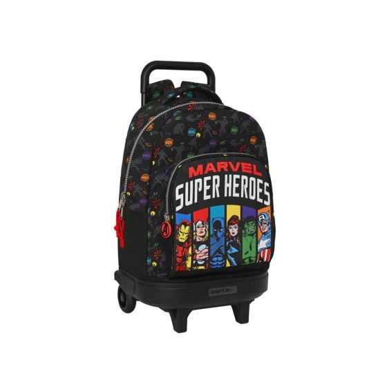 Mochila Escolar Con Ruedas Compacta Extraíble Avengers Super Heroes 33 x 45 x 22 cm.