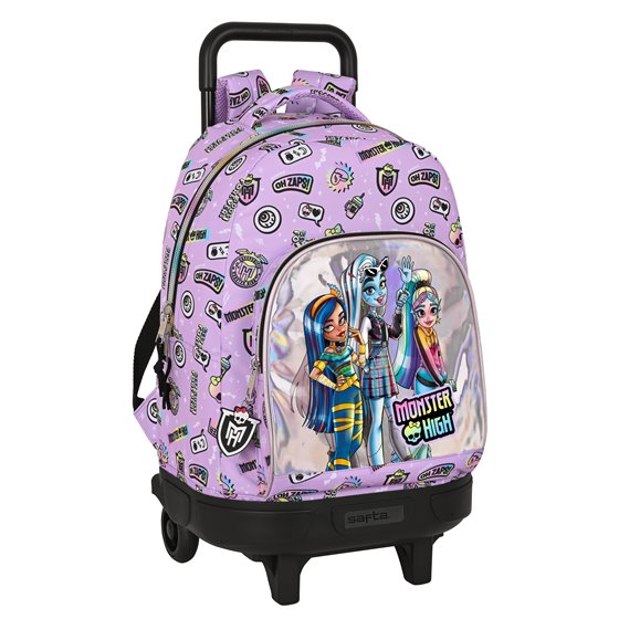 Mochila Escolar Con Ruedas Compacta Extraíble Monster Highojas Best Boos 33 x 45 x 22 cm.