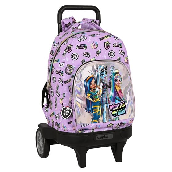 Mochila Escolar Con Ruedas Compacta Monster Highojas Best Boos 33 x 45 x 22 cm.