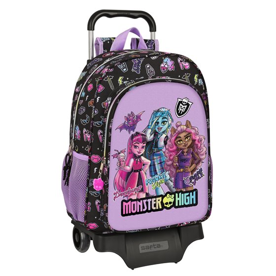 Mochila Escolar Con Carro Monster Highojas Creep 33 x 42 x 14 cm.