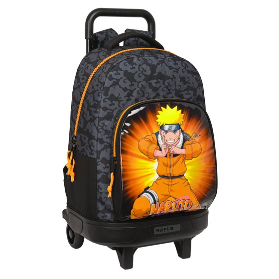 Mochila Escolar Con Ruedas Compacta Extraíble Naruto 33 x 45 x 22 cm.