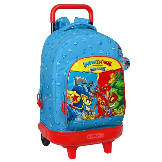 Mochila Escolar Con Ruedas Compacta Extraíble Superthings Rescue Force 33 x 45 x 22 cm.