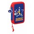 Plumier Doble Pequeño 28 Piezas Sonic Let'S Roll 12,5 x 19,5 x 4 cm.
