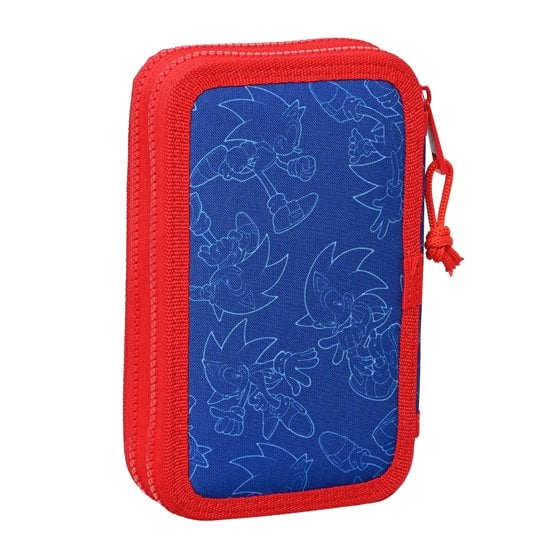 Plumier Doble Pequeño 28 Piezas Sonic Let'S Roll 12,5 x 19,5 x 4 cm.