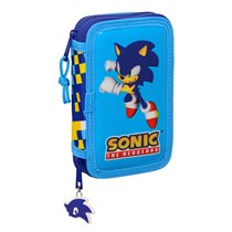 Plumier Doble Pequeño 28 Piezas Sonic Speed 12,5 x 19,5 x 4 cm.