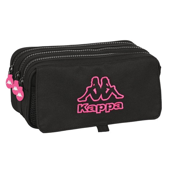 Portatodo Triple Big Kappa Black And Pink 21,5 x 10 x 8 cm.