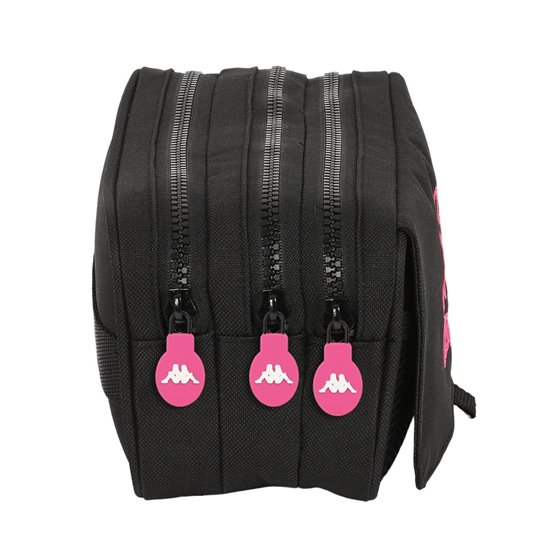 Portatodo Triple Big Kappa Black And Pink 21,5 x 10 x 8 cm.