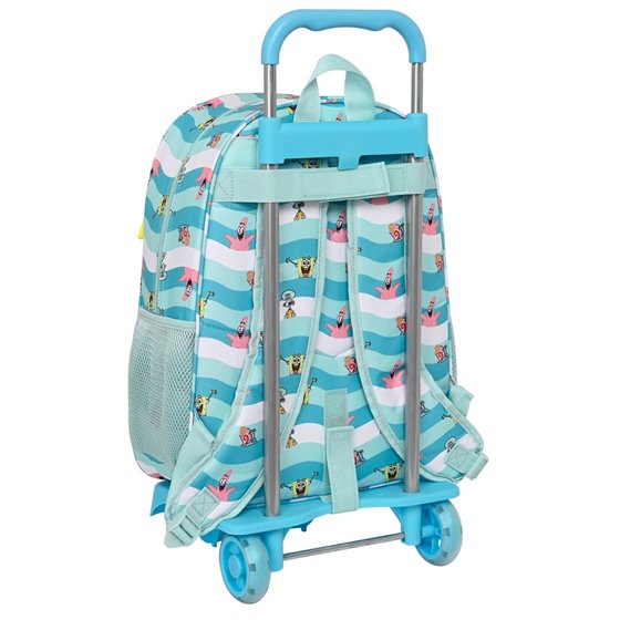Mochila Escolar Con Carro Bob Esponja Stay Positive 33 x 42 x 14 cm.