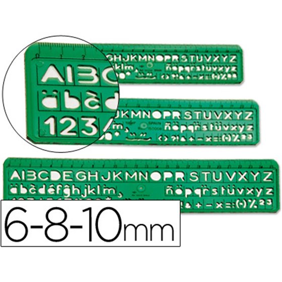 Normografo Escolar Domingo Ferrer 6/8/10 Mm Plastico Verde Juego De 3 Unidades