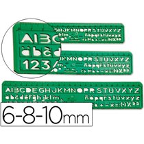 Normografo Escolar Domingo Ferrer 6/8/10 Mm Plastico Verde Juego De 3 Unidades