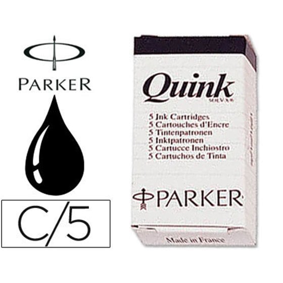 Tinta Estilografica Parker Negra Caja De 5 Cartuchos
