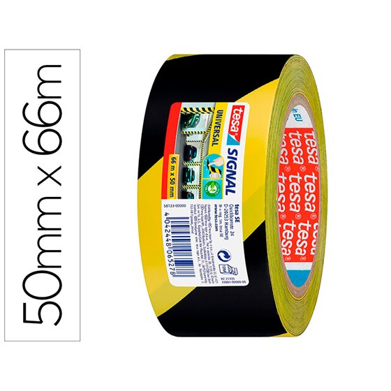 Cinta Adhesiva Tesa De Seguridad Amarilla Y Negra Polipropileno 66 Mt X 50 Mm