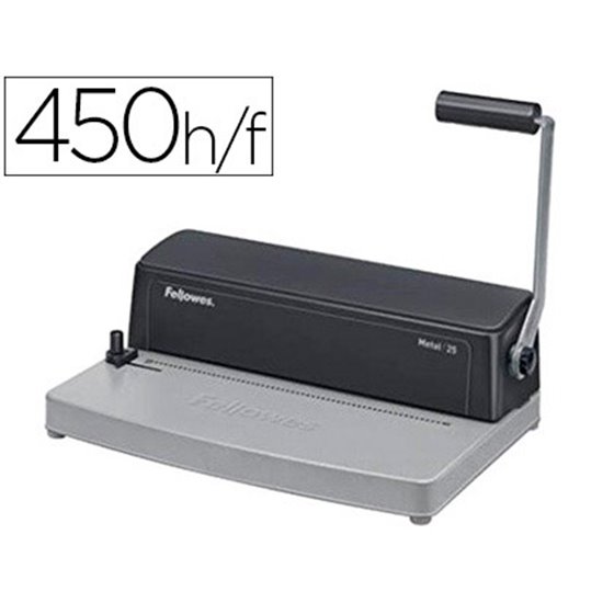 Encuadernadora Para Espiral Fellowes Metal 25 Perfora 10 Hojas Tamaño A4 Encuaderna Hasta 450 Hojas Paso 5:1