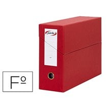 Caja Transferencia Pardo Folio Forrado Extra Doble Lomo 80 Mm Estuche Interior Con Tarjetero Roja