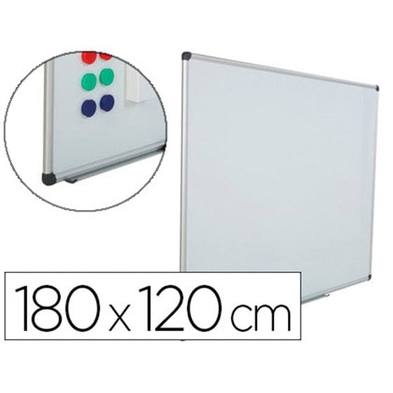 Pizarra Blanca Rocada Acero Vitrificado Magnetico Marco Aluminio Y Cantoneras Pvc 180X120 Cm Incluye Bandeja