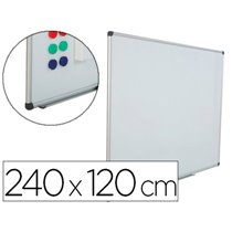 Pizarra Blanca Rocada Acero Vitrificado Magnetico Marco Aluminio Y Cantoneras Pvc 240X120 Cm Incluye Bandeja