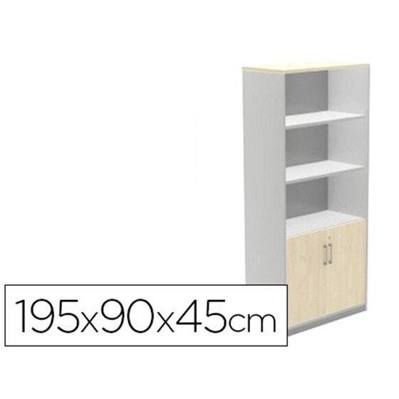 Armario Rocada Con Tres Estantes Y Dos Puertas Inferiores Serie Store 195X90X45 Cm Acabado Ab02