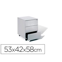 Cajonera Metalica Rocada Con Tres Cajones Serie Store 53X42X58 Cm Acabado Ac00 Gris/Gris