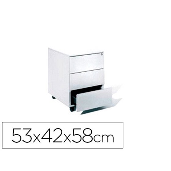 Cajonera Metalica Rocada Con Tres Cajones Serie Store 58X40X59,5 Cm Acabado Ac13 Blanco/Blanco