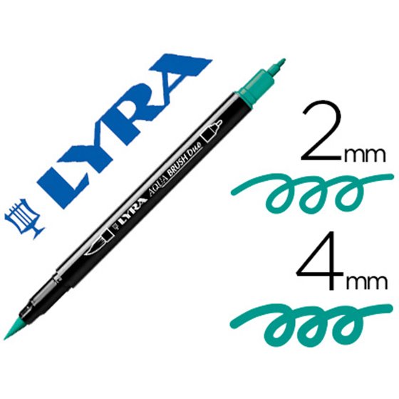 Rotulador Lyra Aqua Brush Acuarelable Doble Punta Fina Y Pincel Verde Noche