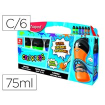 Tempera Maped Color Peps Ultra Lavable Caja De 6 Colores Surtidos Secundarios 75 Ml