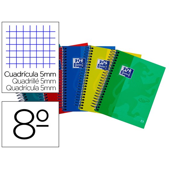 Cuaderno Espiral Oxford Ebook 4 Tapa Extradura 8 120 Hojas Cuadricula 5 Mm Colores Surtidos Touch