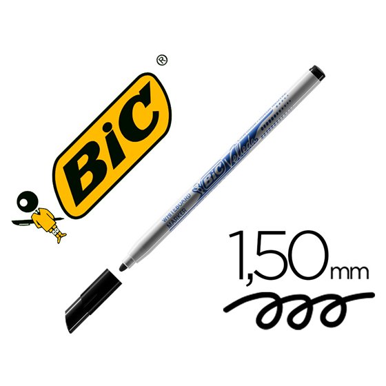 Rotulador Bic Velleda Fino Para Pizarra Negro Punta Redonda 1 Mm