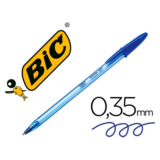 Boligrafo Bic Cristal Soft Azul Punta De 1,2 Mm