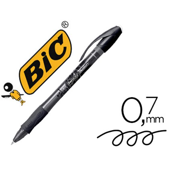 Boligrafo Bic Gelocity Illusion Borrable Negro Punta De 0,7 Mm
