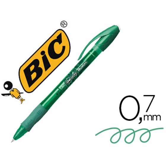 Boligrafo Bic Gelocity Illusion Borrable Verde Punta De 0,7 Mm