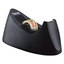 Portarrollo Sobremesa Tesa Plastico Easy Cut Curve Negro Para Cinta De 33 Mt X19 Mm + 1 Cinta Tesafilm Transparente