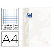 Recambio Color Oxford Din A4 80 Hojas Cuadro 5 Mm 4 Taladros Blanco