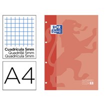 Recambio Color Oxford Din A4 80 Hojas Cuadro 5 Mm 4 Taladros Melocoton