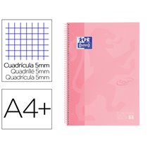 Cuaderno Espiral Oxford Ebook 1 School Touch Te Din A4+ 80 Hojas Cuadro 5 Mm Con Margen Flamingo Pastel