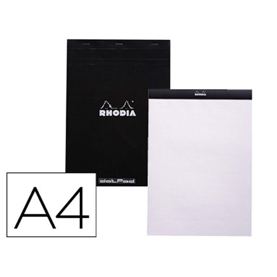 Bloc Nota Rhodia Black Dot Pad Din A4 80 Hojas 80 G/M2 Liso Con Puntos Negros 5 Mm Perforado