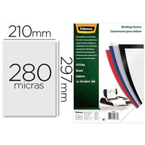 Tapa De Encuadernacion Fellowes Din A4 Polipropileno Negro 280 Micras Pack De 100 Unidades