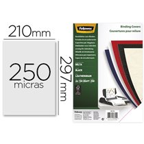 Tapa De Encuadernacion Fellowes Din A4 Carton Similpiel Cuero Negro Delta 250 Gr Pack De 100 Unidades
