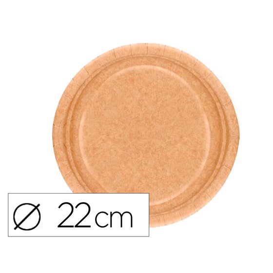 Plato Carton Biodegradable Marron 22 Cm Paquete De 100 Unidades
