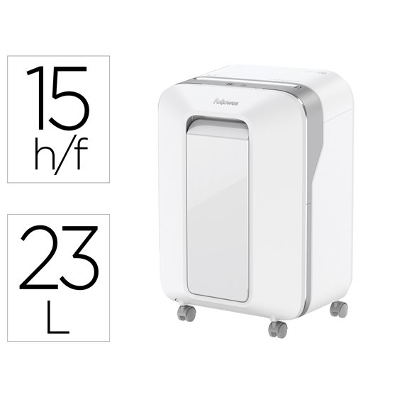 Destructora De Documentos Fellowes Lx201 Capacidad De 12 H Seguridad P5 Clips Grapas Y Tarjetas 23L Blanca