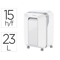 Destructora De Documentos Fellowes Lx201 Capacidad De 12 H Seguridad P5 Clips Grapas Y Tarjetas 23L Blanca