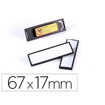 Identificador Portanombre Durable Pvc Antiarañazos Con Iman Y Efecto Lupa Color Negro 67X17 Mm