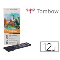 Rotulador Tombow Acuarelable Doble Punta Pincel Colores Primarios Estuche De 12 Unidades Colores Surtidos