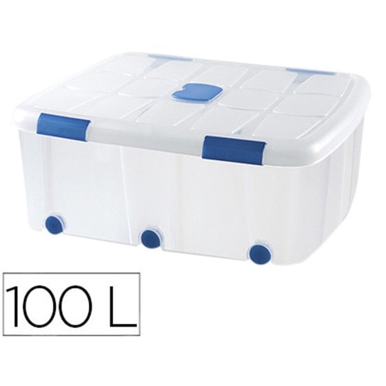 Contenedor Plastico Plasticforte 100 Litros N 15 Transparente Con Tapa 330X800X600 Mm